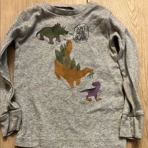 Carter's Gray and Green Long Sleeve Tee with Dinosaur Print